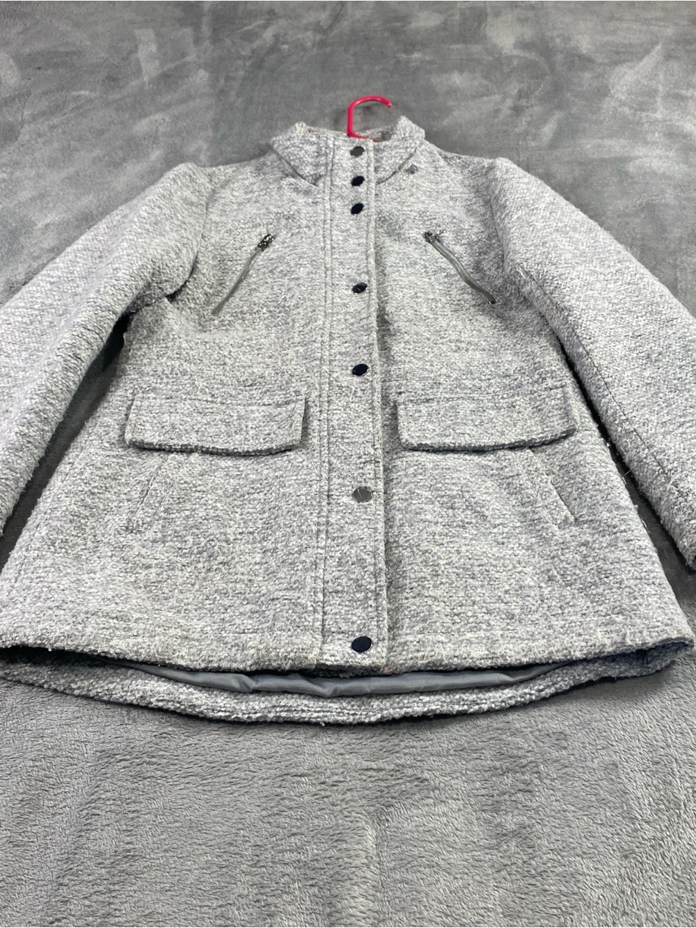 ANA A New Approach Grey Zipper & Snaps Coat Jacket Wool And Polyester Women’s S